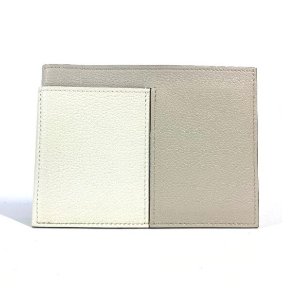 HERMES Bicolor Nect Business Card Holder Pass Case Card Case White/Light Beige - Picture 1 of 13